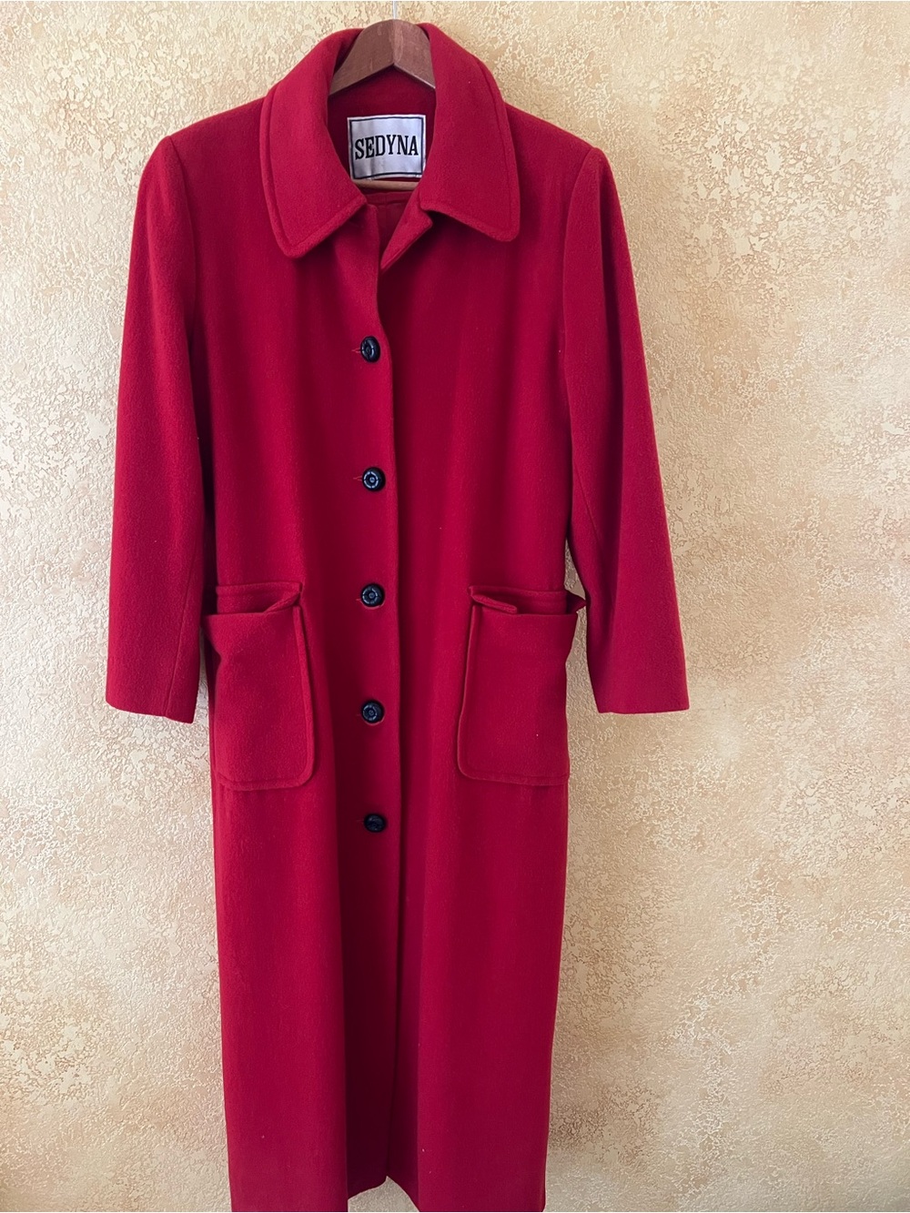 SEBDYNA Classic Red 80% Wool Long Coat